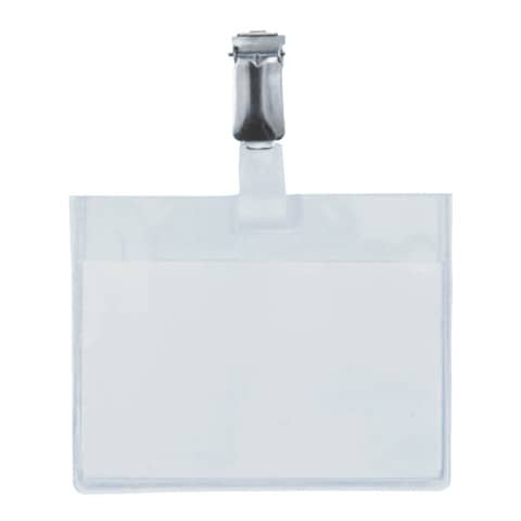 Portabadge Q-Connect plastica 90x60 mm con clip - Security badge chiuso Confezione da 25 pezzi - KF01562